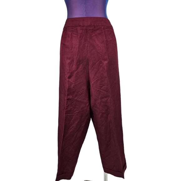Talbots Signature Burgundy Linen Blend Cropped Pants‎ Size 16 Women's L59 - Picture 7 of 11